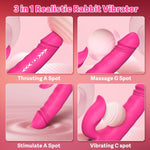 Thrusting Rabbit Vibrator with LCD Display – 7 Vibration & Thrust Modes, G-Spot & Clitoral Stimulator, Adult Sex Toy for Women & Couples (Rose)