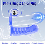 Double Penetration Anal Plug with Bullet Vibrator & Cock Ring, Strap-On Prostate Massager