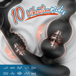 Remote-Controlled Prostate Massager with Anal Beads & Vibrating Cock Ring for Men