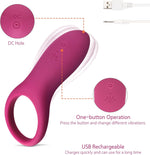 Waterproof Rechargeable Silicone Vibrating Ring for Men or Couples – Wine Red