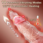 Thrusting 2.5" Silicone Dildo with Suction Cup, Remote Control, Heated & 10 Modes