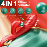 4-in-1 Thrusting Dildo Vibrator – G-Spot, Clitoral, Tongue & Nipple Stimulator