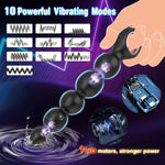 Vibrating Anal Beads with Pull Ring, Dual Motor Silicone Plug with 10 Modes