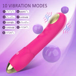 Rechargeable Waterproof G-Spot Vibrator with 10 Modes for Women & Couples (Rose)