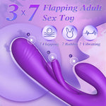 3-in-1 Rabbit Vibrator Dildo with 14 Vibration & 7 Licking Modes for Women