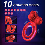 Dual Vibrating Cock Ring & Clitoral Stimulator – Waterproof Silicone Couples Toy