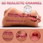3-in-1 Male Masturbator Toy with Realistic Mouth, Vagina & Anal Textures (Tan)