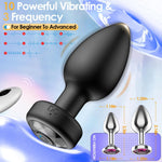 3PCS Vibrating Metal Anal Plugs with Remote Control, 10 Vibration Modes for Men & Women
