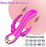 3-in-1 Waterproof Silicone Rabbit & Anal Vibrator with 10 Modes for Women & Couples