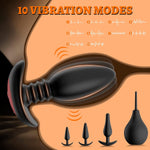 5PCS Vibrating Anal Plug Set with 10 Vibration Modes & Remote Control for Couples