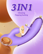 3-in-1 G Spot Vibrator & Clitoral Stimulator with 8 Suction, Flapping & Vibes