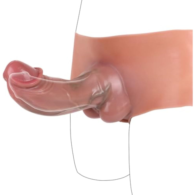 Elastic Liquid Silicone Hollow Male Enalrge Sleeve,Soft Wearable Realistic Dildo Panties,8.26 Inch Strap On Dildo Adult Sex Toy For Men Women Couple