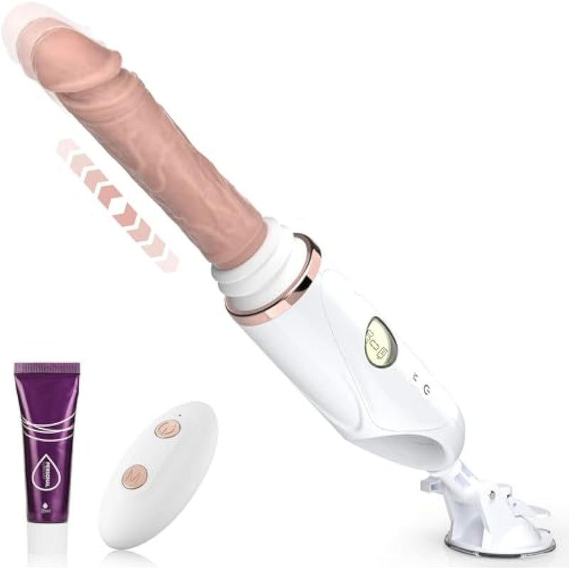 Sex Machine Thrusting Realistic Dildo For Women, 10 Vibrating & Thrusting Modes For G Spot Clitoral Anal Stimulation, Remote Control Silicone Sex Toys With Strong Suction Cup For Hands-Free Play
