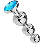 Metal Anal Plug Mushroom Head Detachable Round Jewel Base Butt Plug Wearing Stainless Steel Three Beads Anal Plug For Couple