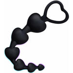 Anal Black Plug Cute Silicone Flexible Anal Chain Butt Plug With 6 Gradual Balls And Pull Loop (Black)