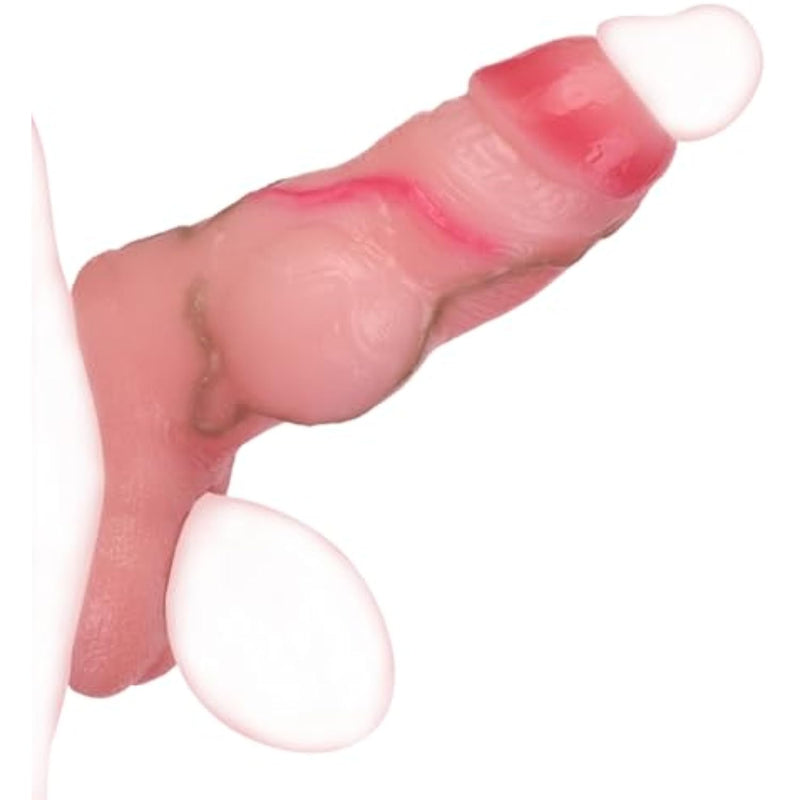Reusable Soft Penis Sleeve With Cock Ring Couples Sex Toy,Men Stronger Dildo Sheath With Wolf Dildo Knots,Adult Couples Game Enlargement Thick Girth (White Pink)