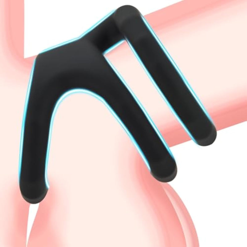 Triple Penis Ring For Men - Black Silicone Cock Ring For Harder Longer Stronger Erections - Erection Enhancing Sex Toy (S: 1.02-1.22 Inch)