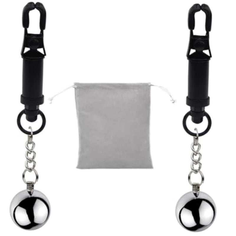 Stainless Steel Adjustable Nipple Clamps for Women - Non-Piercing Large Nipple Clips with Gravity Ball