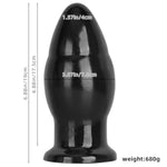 Large Black Butt Plug with Soft PVC Material and Smooth Surface