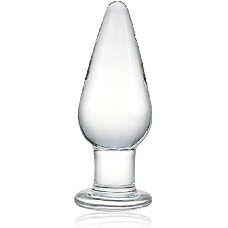 Glass Anal Butt Plug, Crystal Anal Trainer Sex Toys With Long Neck, 4.9 X 1.77 Inch Unisex Bum Plug For Men Women (L)