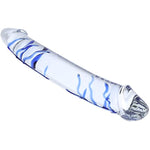 10" Blue Swirl Large Double-Ended Glass Dildo Big Double Head Penis Crystal G-Spot Stimulator Female Masturbator