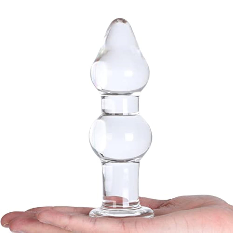5.9 Clear Glass Anal Plug G-Spot Massager Crystal Butt Plug Expander for Couples