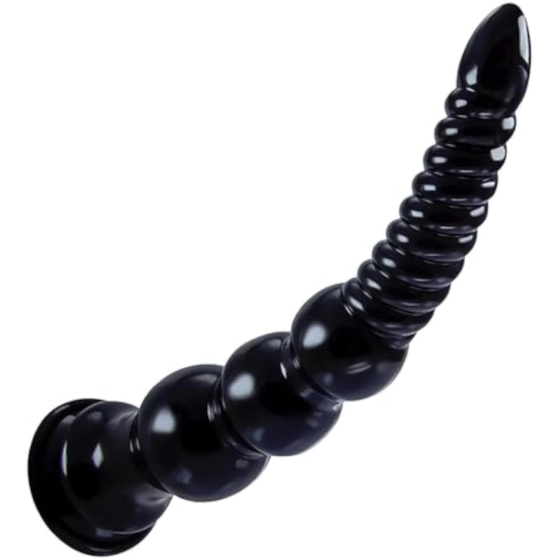 12.4Inch Long Anal Bead Butt Plug, Soft Flxible Thread Head Anal Dildo, Smooth Three Gradual Large Bead Shape Anal Plug Sex Toy With Suction Cup For Men Women Couple