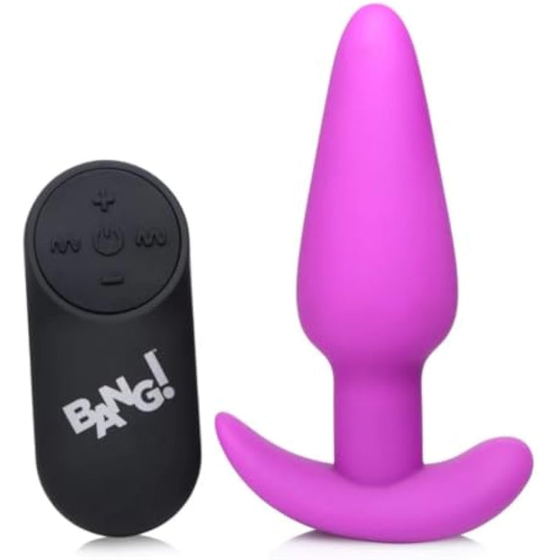 Bang Bang Remote Control 21X Vibrating Silicone Butt Plug - Purple (Ag375-Small)