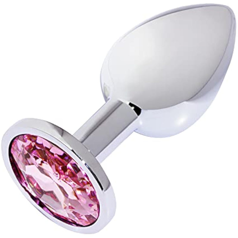 Pink Jeweled Beginners Butt Plug Sex Love Games Personal Massager For Women Men Couples Lover Stainless Steel Anal Plug Sm Anal Stimulation Toy, 50G