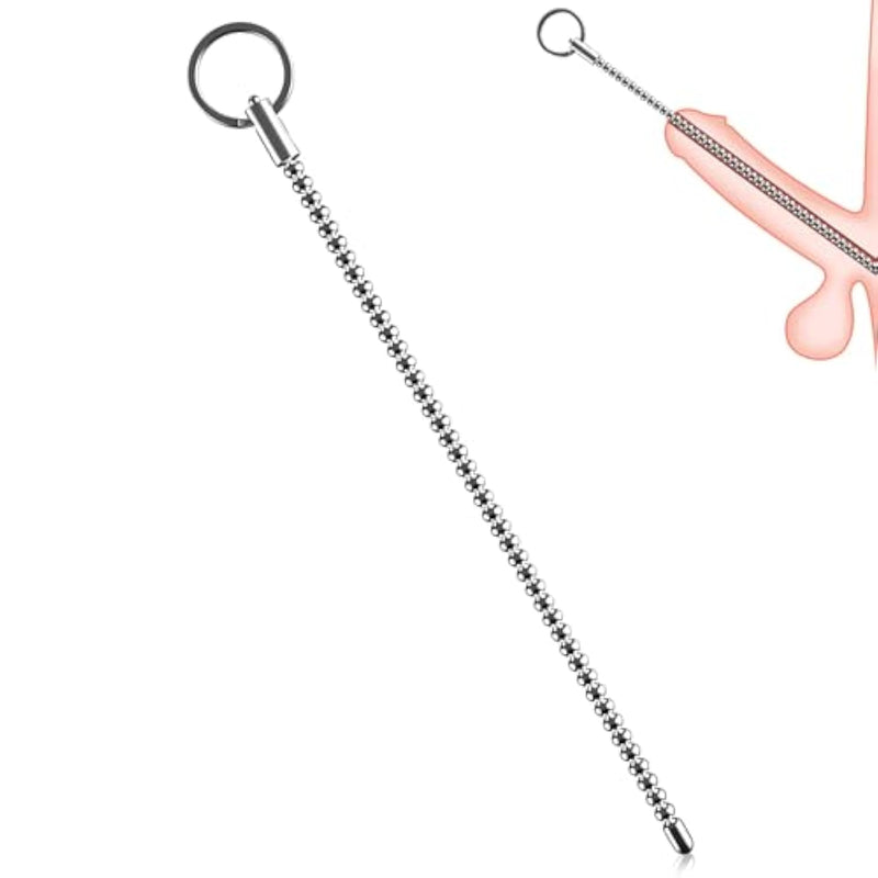 Male Stainless Steel Urethral Plug Dilator With Pull Ring - Extended Urethral Massage Rod - Metal Penis Plug For Prostate Massage - Catheters And Sounds - Adult Sex Toys (0.23In)