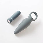 Pure Romance 5th Base | 9-Function Bullet + Butt Plug Vibrator Combo | Massaging Sex Toy for Invigorating Back Door Play, Prostate Stimulation, and More Grey