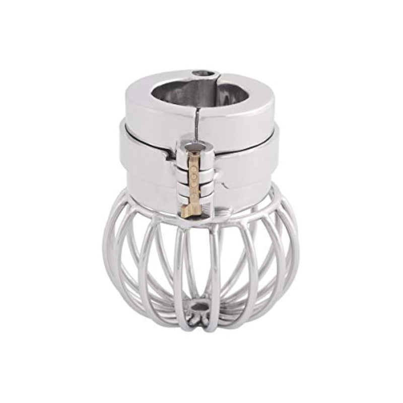 Male Chastity Device Stainless Steel Cage Cock Ring Ball Stretchers J002