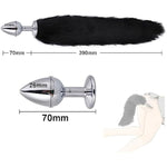 Butt Plug With Fox Tail, Women Stainless Steel Anal Plug With Plush Fox Tail, Anal Toys Buttplug Training, Fox Tail Plug Adult, Sm Sex Toys For Couples Flirt Play Fetish Cosplay (Black)