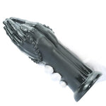 Realistic Hand Dildo Butt Plug - Two in One Hand Dildo with Stimulation Beads - Huge Anal Plug with Suction Cup for Hand Free Play - Anal Trainer Anus Dilator Prostate Massage for Men Women (Black)