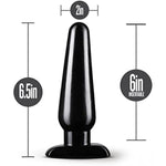 Anal Adventures Basic Butt Plug - 6 1/2 Inch Large Easy To Insert Smooth Latex Free Pleasure Advanced Adult Toy - Comfortable Anchor Base - Sex Toys For Women Men Couples - Black