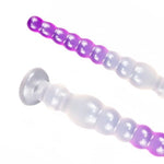 Long Beaded Anal Plug Dildo Adult Sex Toys with Suction Cup, 10 Beads Butt Plug Stimulation Soft Flexible Waterproof Massage Anal Masturbator for Men and Women Pleasure (Transparent Purple, Small)