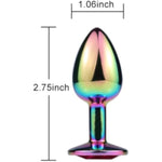 Butt Plug Colorful Metal Anal Plug Luxury Jewel Anal Trainer Set Sex Toys For Men Women Beginners (S, Red)