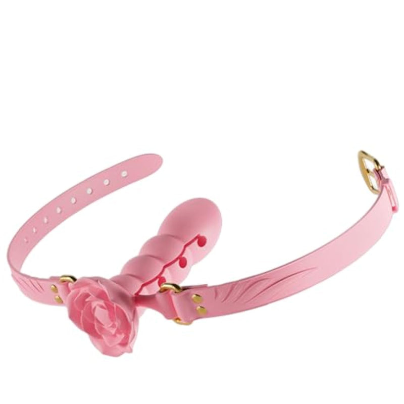 Silicone Adjustable Depth Dildo & Petals Shapes Bondage Ball Gag For Sex, Sm Open Mouth Deepthroat Restraints Ball Toys Sex Gag Mouth Plug, Extreme Fetish Adult Bdsm Play Sex Toys (Pink)