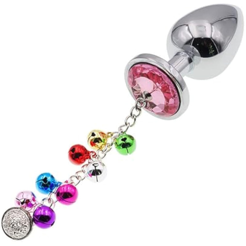 Luxury Stainless Steel Anal Trainer Butt Plug S&M Adult Small Bell Anal Plug Woman Men Sex Gifts Things(Pink,S)