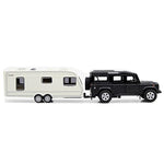 Toy Camper Suv Trailer Towing Rv Motorhome Toys For Boys Diecast Truck Model Car Metal Pull Back Toy Cars Vehicle, Doors Open Light Sound, Outdoor Land Adventure Play Set, Kids Gifts