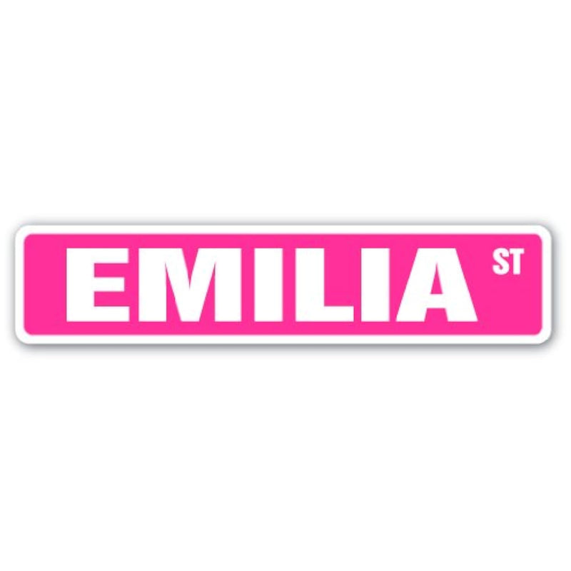 Emilia Street Sign Childrens Name Room Sign | Indoor/Outdoor |  18" Wide Plast