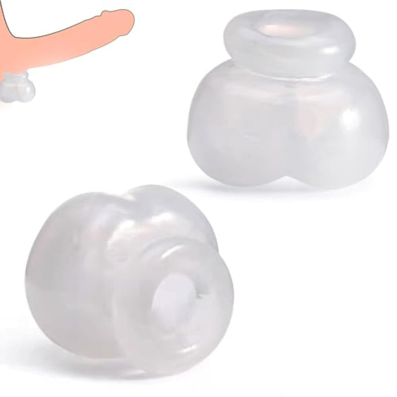 Male Cbt Testicle Bondage Set Chastity Devices Ultra-Stretch Silicone Scrotal Restraints Trainer Kit Bdsm Cock And Ball Torture For Stamina Training & Pleasure Control Adult Sex Toys White(2Pcs)