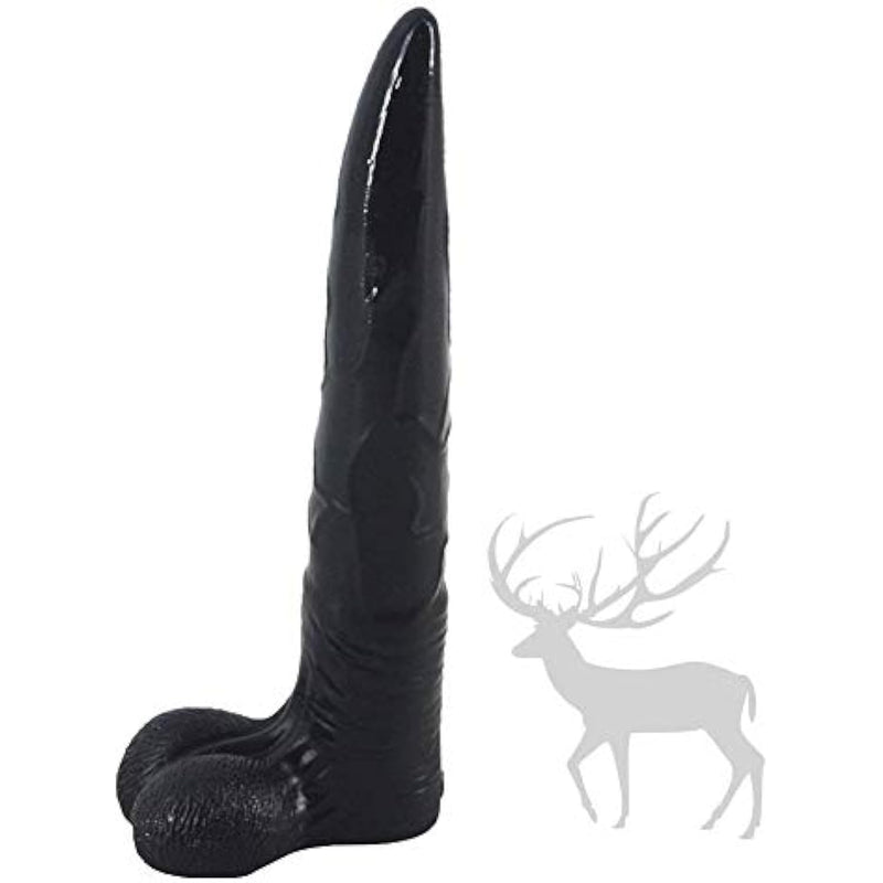 Animal Dildo, 10 Inch Realistic Deer Penis Ultra Long Elk Cock, Anal Plugs For Men Women (Black)