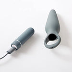 Pure Romance 5th Base | 9-Function Bullet + Butt Plug Vibrator Combo | Massaging Sex Toy for Invigorating Back Door Play, Prostate Stimulation, and More Grey