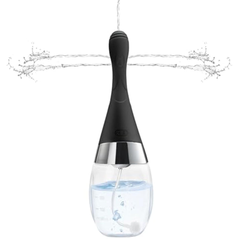 Douche Bottle Automatic Enema Bulb Kit With 3 Intensities,Electric Enema Douche For Men Women,Anti Back-Flow Anal Enema Anal Cleaner,Silicone Enema Sex Toys 300Ml (Black)