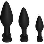 Anal Plug Training Sets, 3Pcs Silicone Butt Plugs Trainer Sex Toys For Men, Women And Couples (Black)