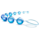 Basic Beads - 12 Inch Non Porous Body Safe Anal Beads - Graduated Anal Chain Beads Up To 1" Maximum Width - Beginners Anal Play Toys For Men Women Couples - Clear Blue