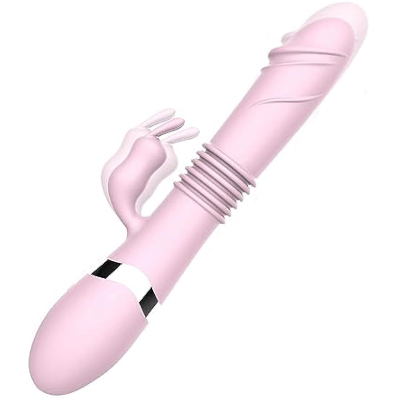 Silicone Thrusting Vibrator Dildo For Women, Clitoral Butt Nipple G Spot Stimulator With 10 Powerful Vibration Thrust And Lick Modes, Rechargeable Rabbit Vibrators Adult Sex Toys For Couple(Pink)