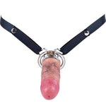 Flat Chastity Cage,Realistic Penis Dildo With Arc And Circle Penis Rings Small Inverted Sissy Cock Cage Sm Bondage Chastity Device For Couples Gay Sex Toys (Black-45Mm)