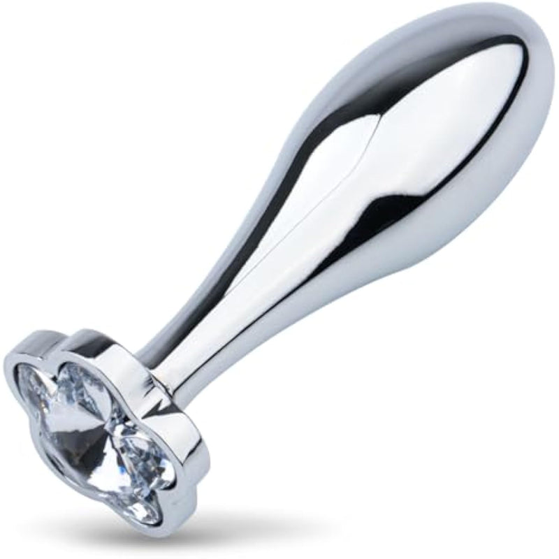 Metal Small Anal Plug With Clear Gem Handle Butt Plugs Adult Sex Toy For Couples Sex Pleasures (100Mm Length)